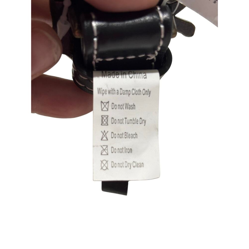 Haute Hippie L black white stick 1” Belt with metal mustang buckle nwt - Picture 5 of 8